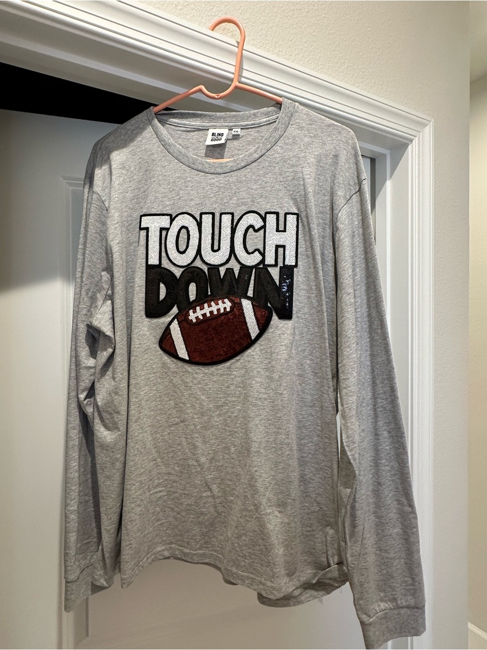 Touchdown Football Graphic Long Sleeve Tee - Gray